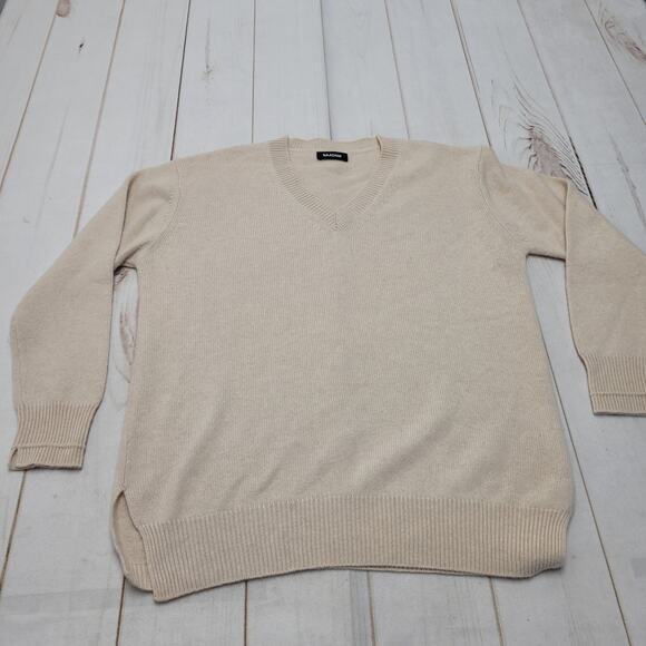 Naadam 100% cashmere tan biege oversized V neck sweater minimalist capsule - Picture 1 of 9